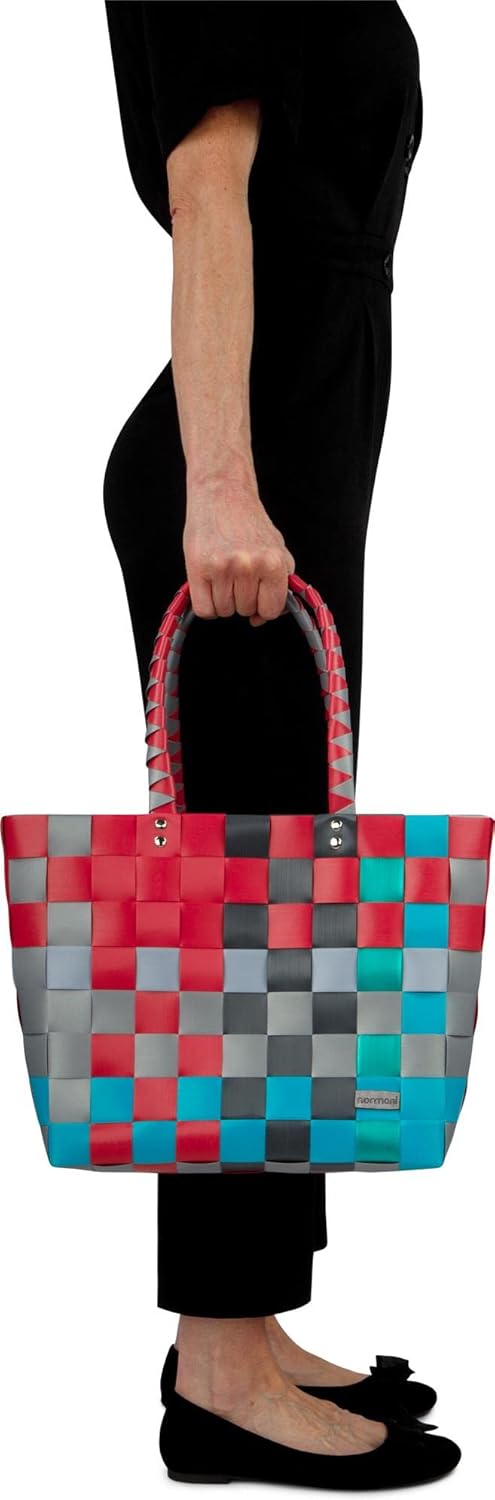 Einkaufstasche geflochten mit Henkeln - Tragetasche extra robust Farbe Classic/Hot and Cold Classic