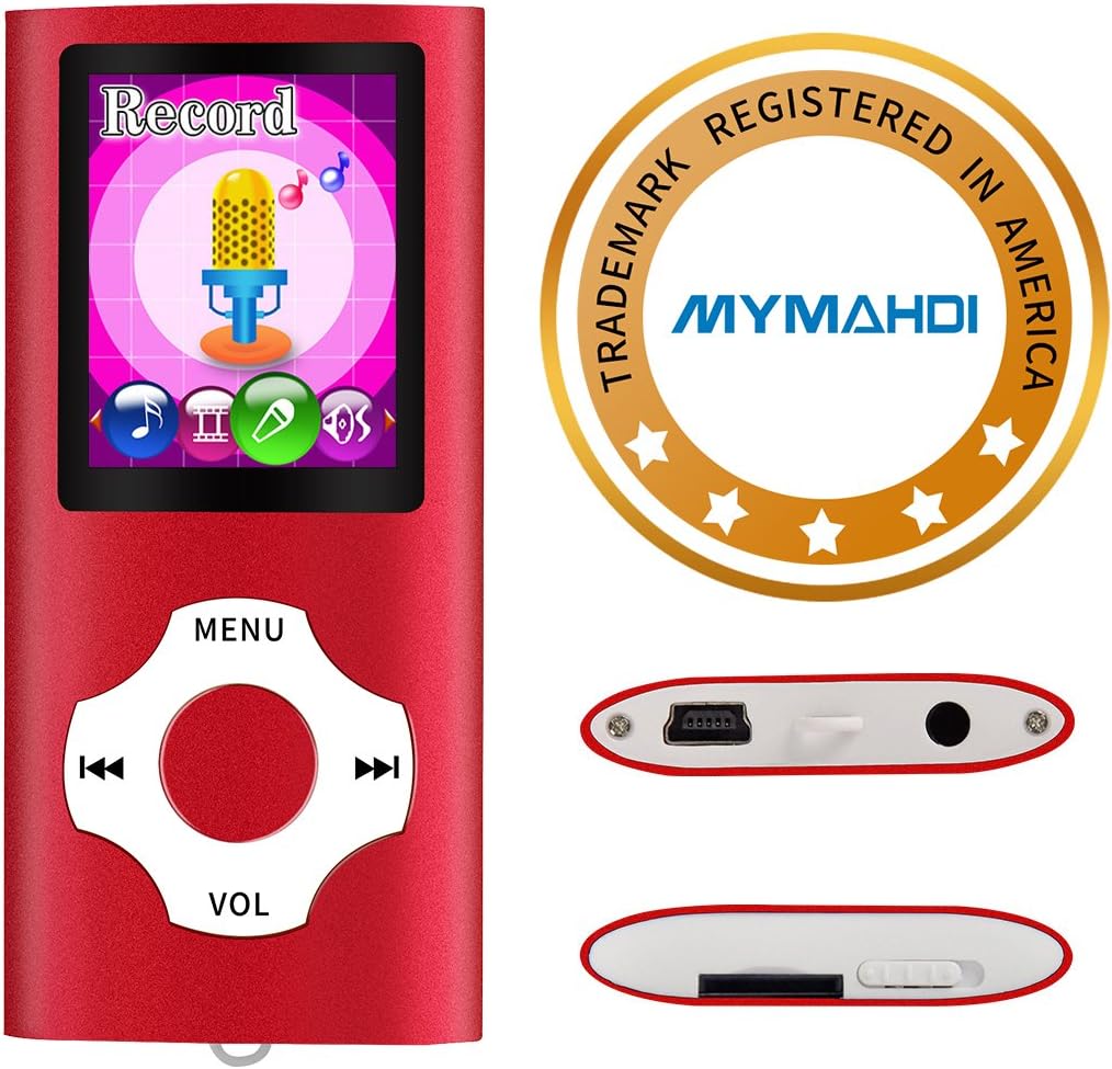 Mymahdi MP3 / MP4 beweglicher Spieler, Rot mit 1.8 Zoll LCD-Schirm und Memory Card Einbauschlitz, ma