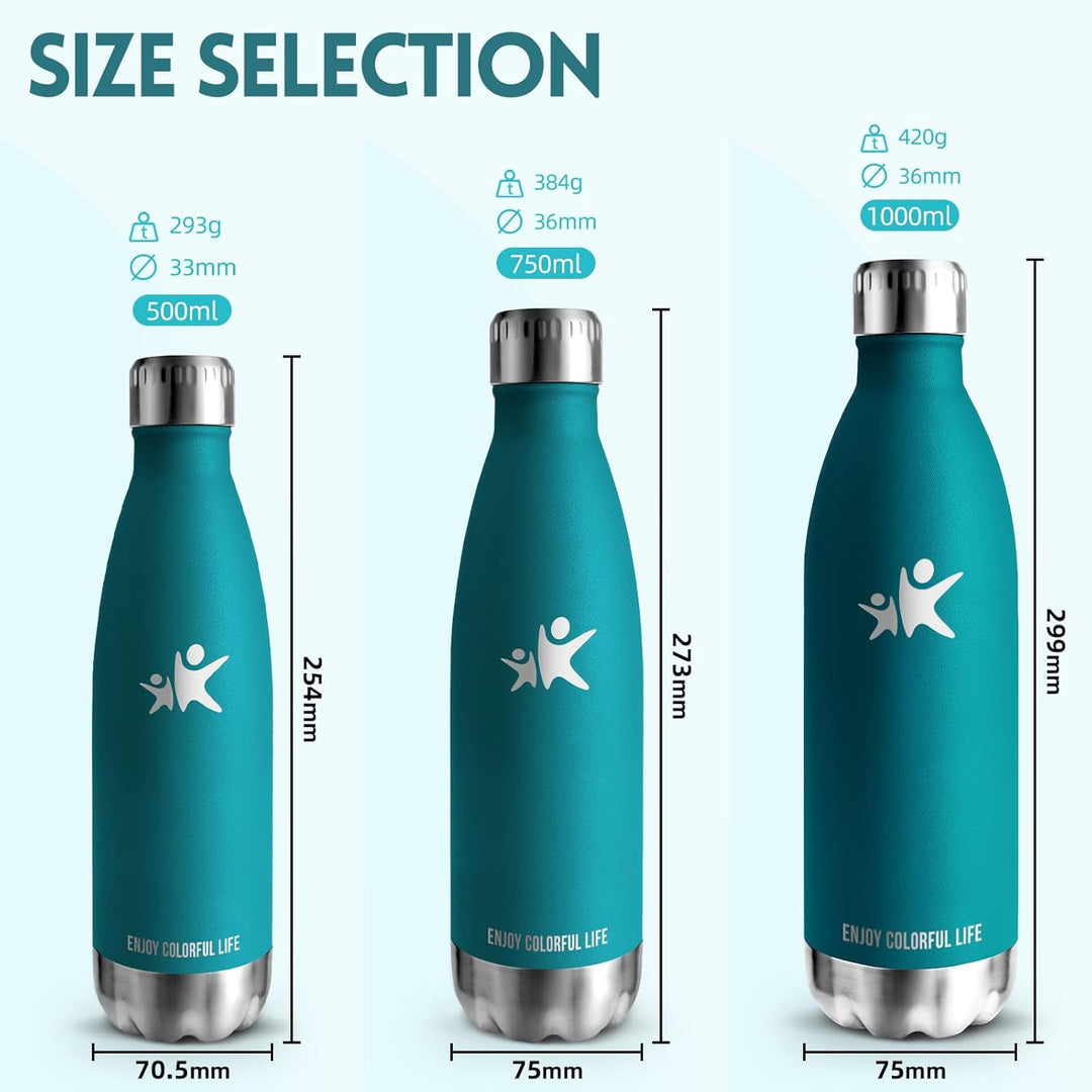 HoneyHolly Trinkflasche Edelstahl, Thermosflasche 1000ML, BPA-frei Auslaufsichere Vakuum Isolierte,