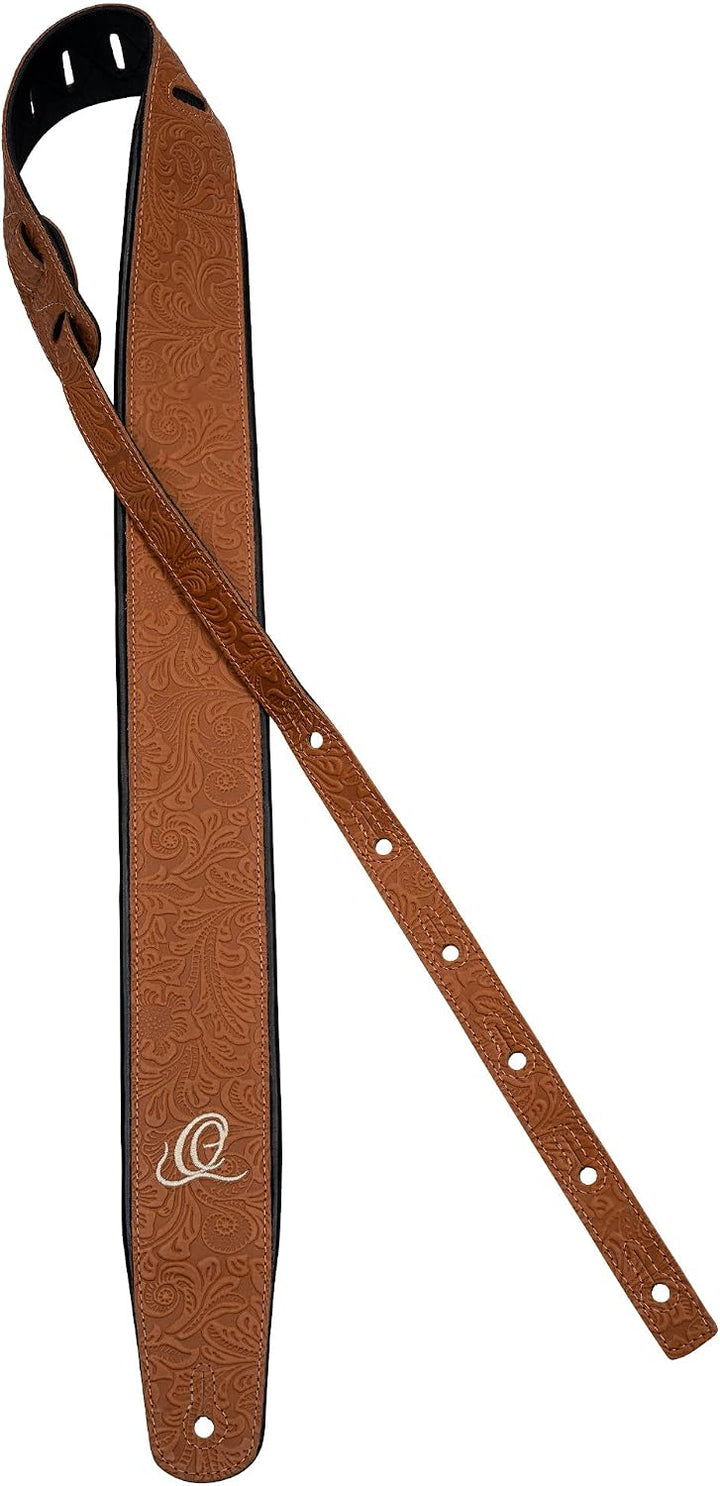 Ortega Guitars Echtleder Gitarrengurt längenverstellbar - Akustik Gitarre / Bass, E-Gitarre, E-Bass