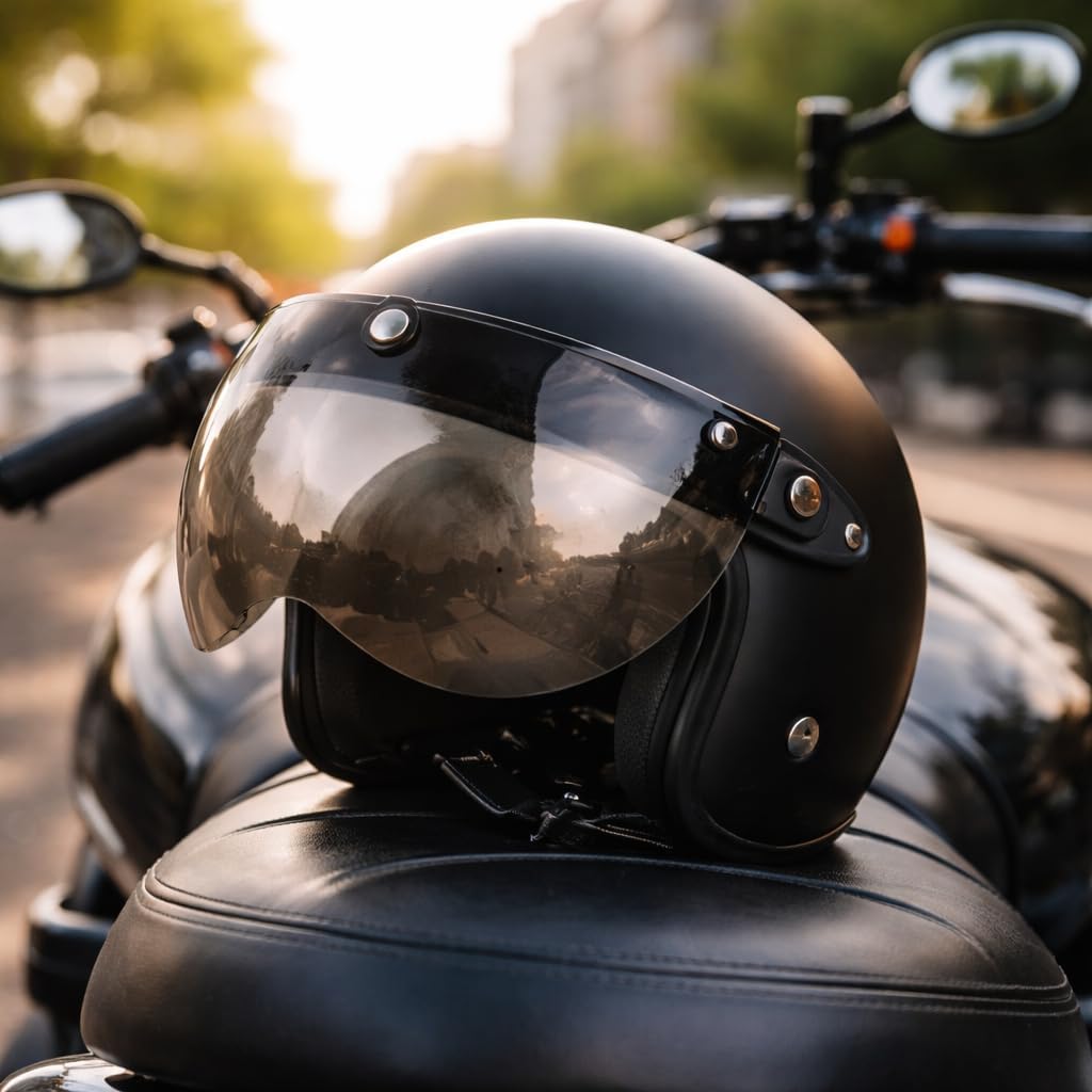SPYMINNPOO Visier für Motorradhelme, Universelles 3-Snap-Retro-Helmvisier, Winddichtes Halbgesichtsh