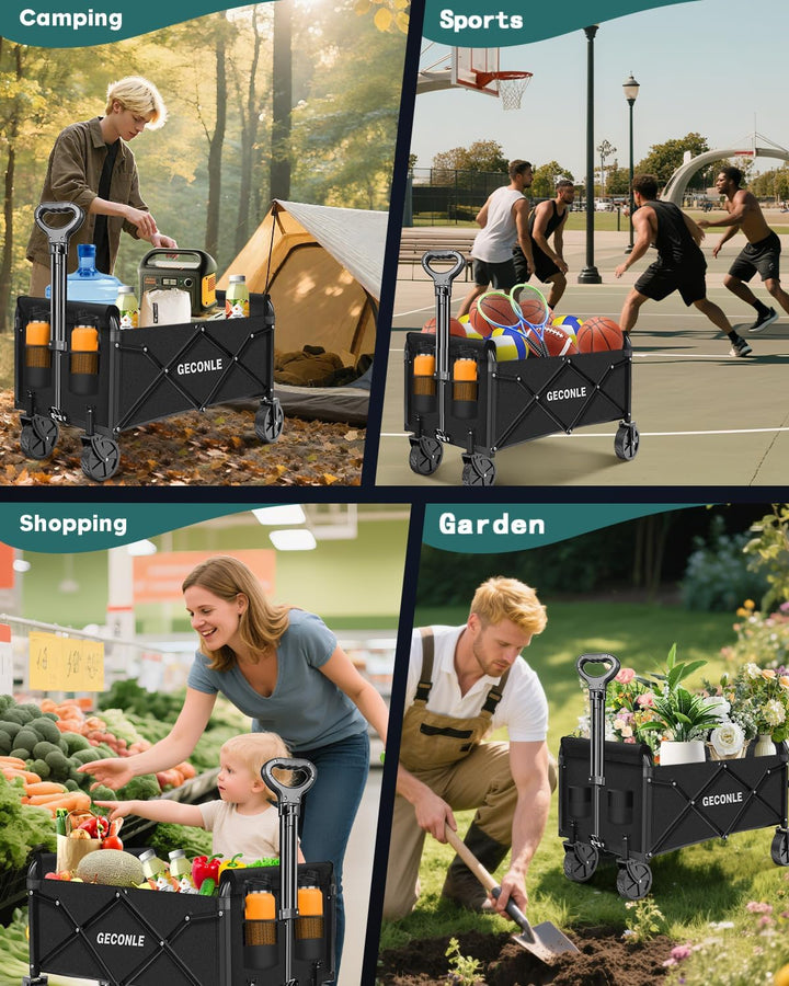 Bollerwagen faltbar Handwagen mit Getränkehalter 100L 100KG Transportwagen Gartenwagen Strandwagen f