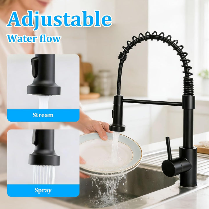 Edelstahl Wasserhahn KüChe,Hochdruck Mischbatterie KüChe mit ausziehbarer Brause,SpüLtischarmatur Zw
