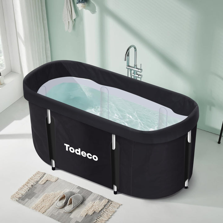 Todeco Faltbare Badewanne, Erwachsene Tragbarer Badewanne mit Metallrahmen 120x55x50cm, grosse Famil