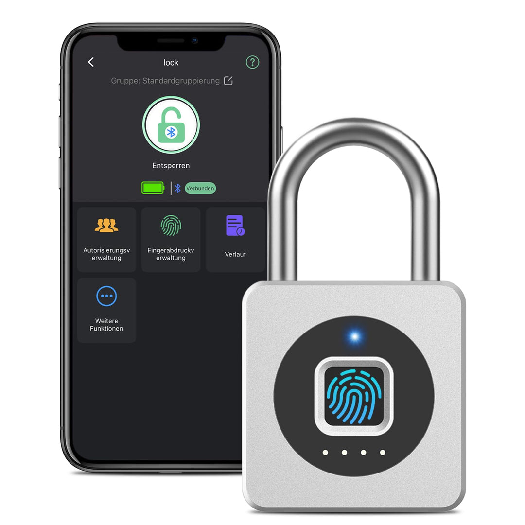 Schloss Fingerabdruck, Eseesmart Vorhängeschloss für Fitnessstudio, Bluetooth Fingerabdruck IOS Watc
