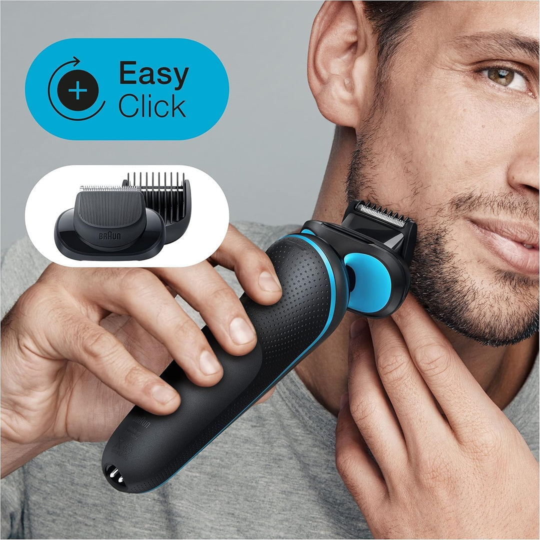 Braun Series 5 Elektrorasierer mit EasyClick Barttrimmer Aufsatz, Rasierer Herren Elektrisch Ladesta