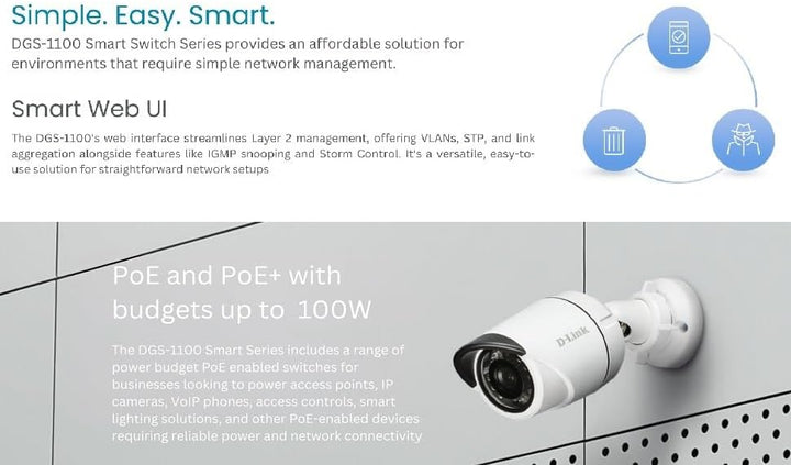D-Link DGS-1100-05PDV2, 5-Port Layer 2 Gigabit PoE-powered PoE Smart Switch (3x 10/100/1000 Mbit/s B
