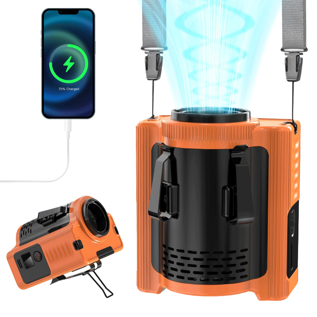 MERTTURM Tragbarer wiederaufladbarer Ventilator für Gürtel/Hals/Clip(16600 U/min Turbostrom), 5 Gesc