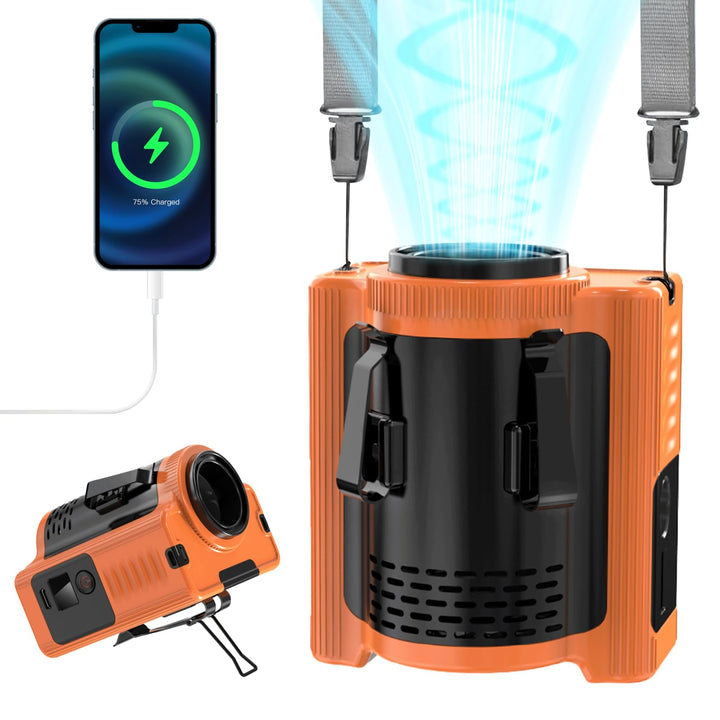 MERTTURM Tragbarer wiederaufladbarer Ventilator für Gürtel/Hals/Clip(16600 U/min Turbostrom), 5 Gesc