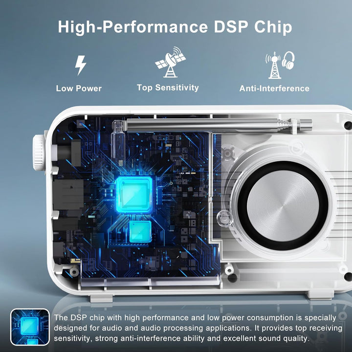 Tragbares DAB/DAB+ Radio, UKW Digitalradio mit Bluetooth 5.0, FM Wiederaufladbar Radio mit 3000mAh A