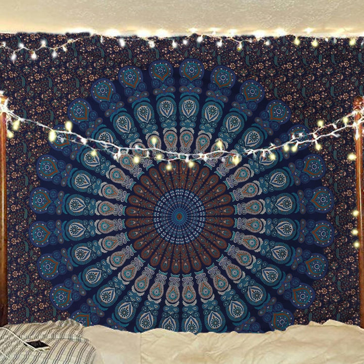 Bless International Indischer Hippie Bohemian Psychedelic Peacock Mandala Wandbehang Bettwäsche Tapi