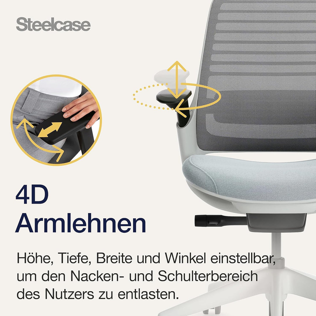 Steelcase Series 1 Ergonomischer Bürostuhl mit LiveBack Lumbalstütze und 4D-Armlehnen Sturmhorizont