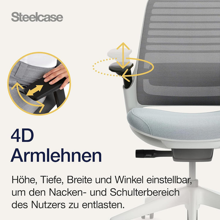 Steelcase Series 1 Ergonomischer Bürostuhl mit LiveBack Lumbalstütze und 4D-Armlehnen Sturmhorizont