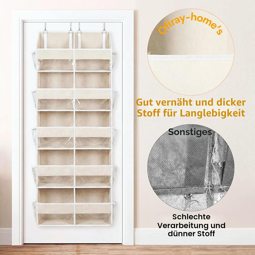 Tür-Organizer mit 5 Ebenen, extra gross hinter der Tür, Aufbewahrung von 10 Fächern, 22,7 kg Tragkra