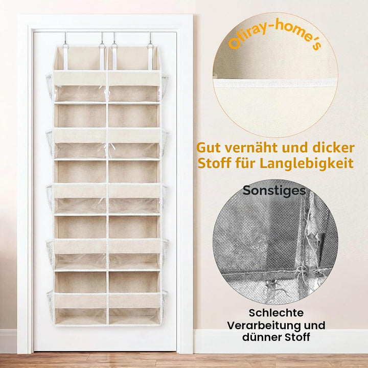 Tür-Organizer mit 5 Ebenen, extra gross hinter der Tür, Aufbewahrung von 10 Fächern, 22,7 kg Tragkra