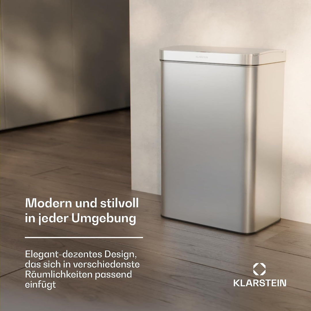 Klarstein Sensor-Mülleimer 50L - berührungslos &amp; hygienisch, Edelstahlgehäuse, Soft-Close-Deckel, id
