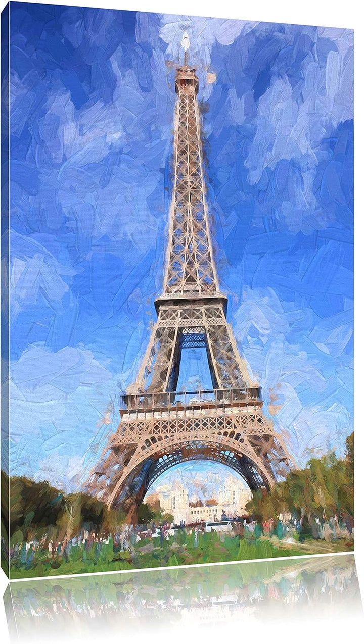 Eifelturm in Paris Pinsel Effekt, Format: 100x70 auf Leinwand, 100x70
