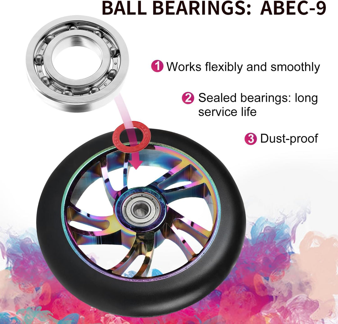 Stunt Scooter Ersatzrad 120mm 2 Stück mit ABEC 9 Kugellagern, Härte 88A für Roller aller Art geeigne