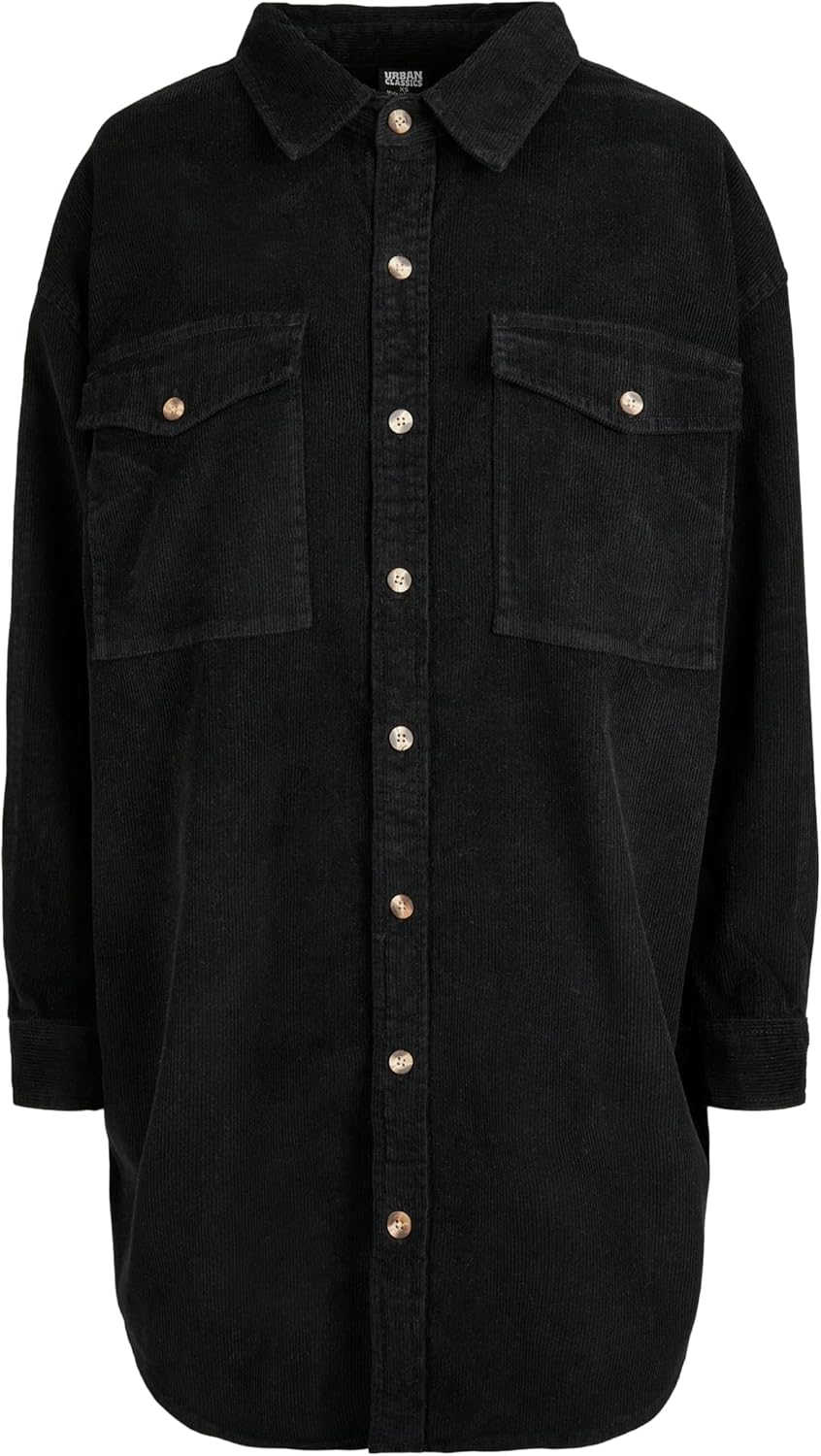 Urban Classics Damen Overshirt-Jacke lange Kord Hemdjacke mit zwei Brusttaschen & Jackentaschen, Grö