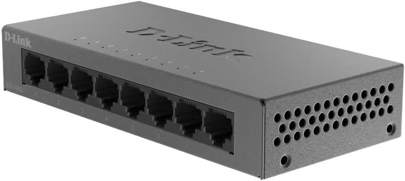D-Link DGS-108GL 8-Port Unmanaged Gigabit Switch (ohne Lüfter, Low Profile Metallgehäuse, Desktop, P