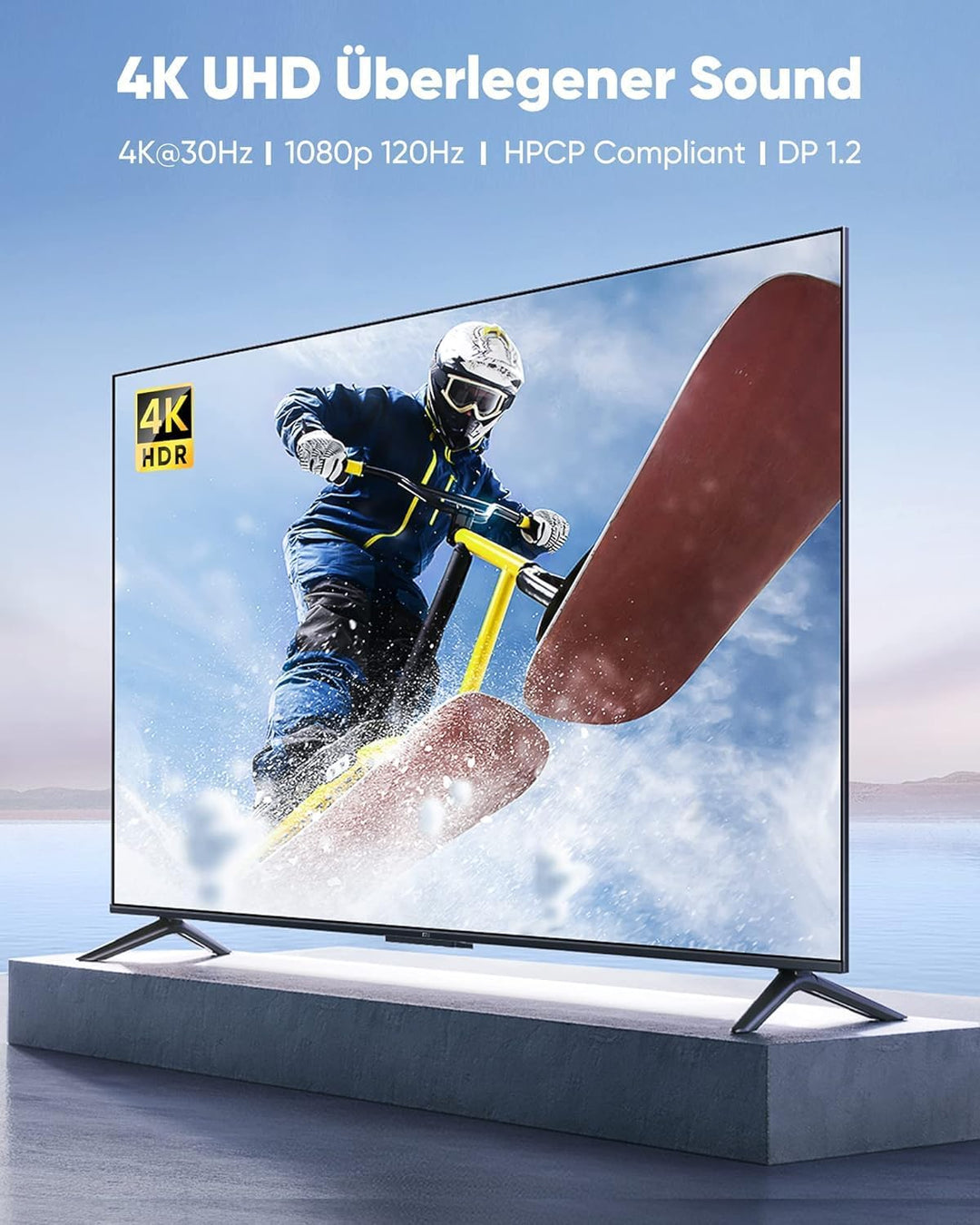 Highwings 4K DisplayPort auf HDMI Kabel 4.5M, DP für HDMI Verbindungskabel Unidirektionaler Nylon Ge