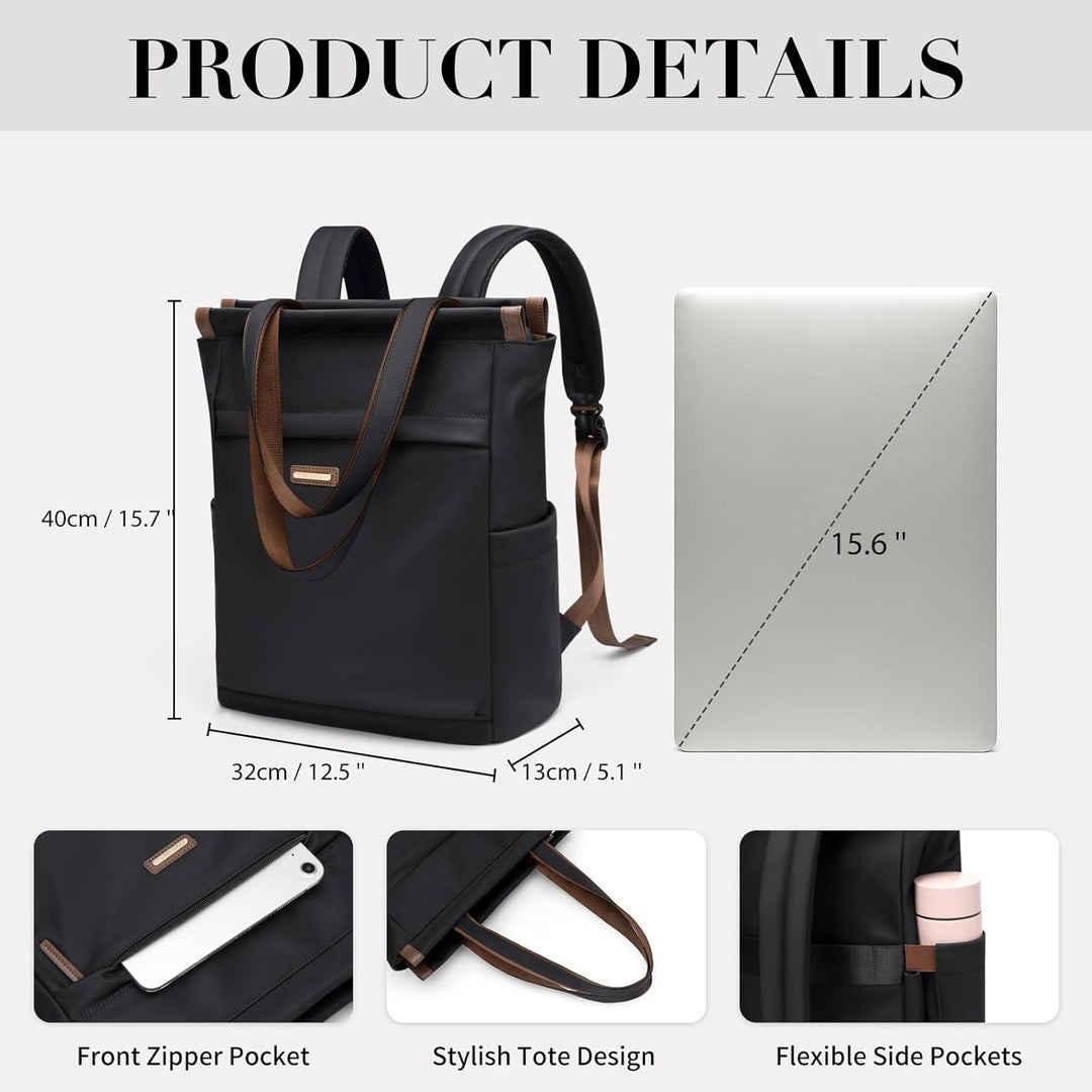 GOLF SUPAGS Convertible Notebook Handtasche, Laptop Rucksack für Damen mit Laptopfach, 15.6 Zoll Sty