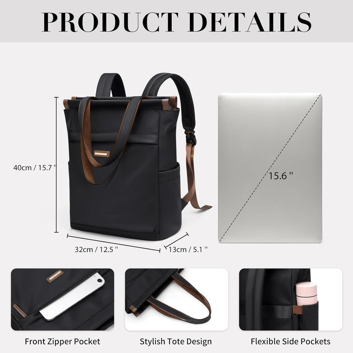 GOLF SUPAGS Convertible Notebook Handtasche, Laptop Rucksack für Damen mit Laptopfach, 15.6 Zoll Sty