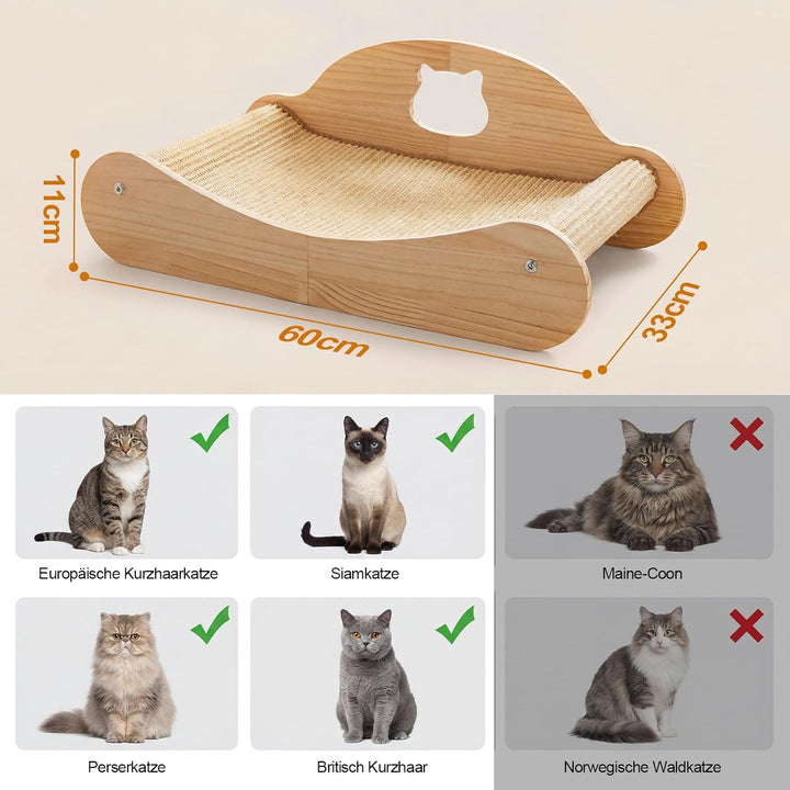 Kratzbretter Katze, kratzbrett, 160° gebogenes Design, Sisal katzenkratzbretter,60 cm langes Katzen