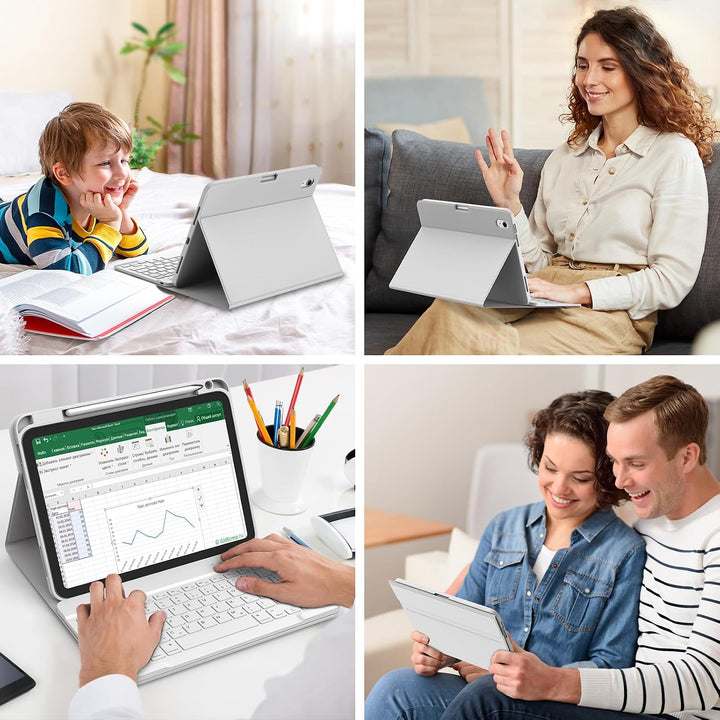 BQSS Hülle mit Tastatur für iPad A16 11" 2025/10.9" 2022, QWERTZ | Bluetooth-Tastatur, Deutsches Qwe