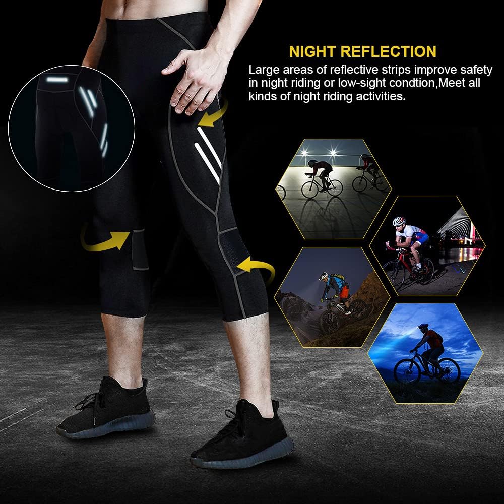 MEETWEE Herren 3/4 Radhose Fahrradhose, Kompression Radlerhose Leggings Radsport Hose für Männer Ela
