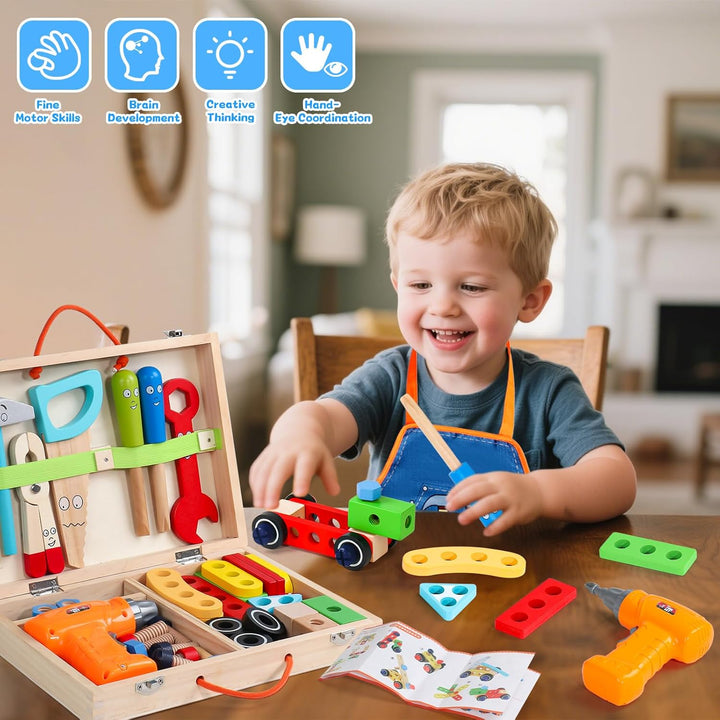 Spielzeug ab 3 Jahre Werkzeugkoffer Kinder Montessori Spielzeug ab 3 Jahre Junge Mädchen Holzspielze