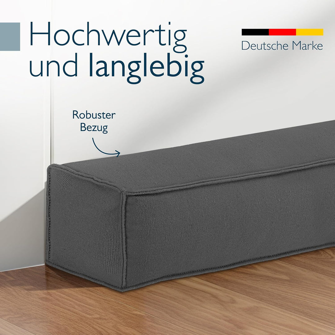 Beautissu Zugluftstopper für Türen 130cm – Wärmeschutz &amp; Kälteschutz Türluftstopper Anthrazit – Stof