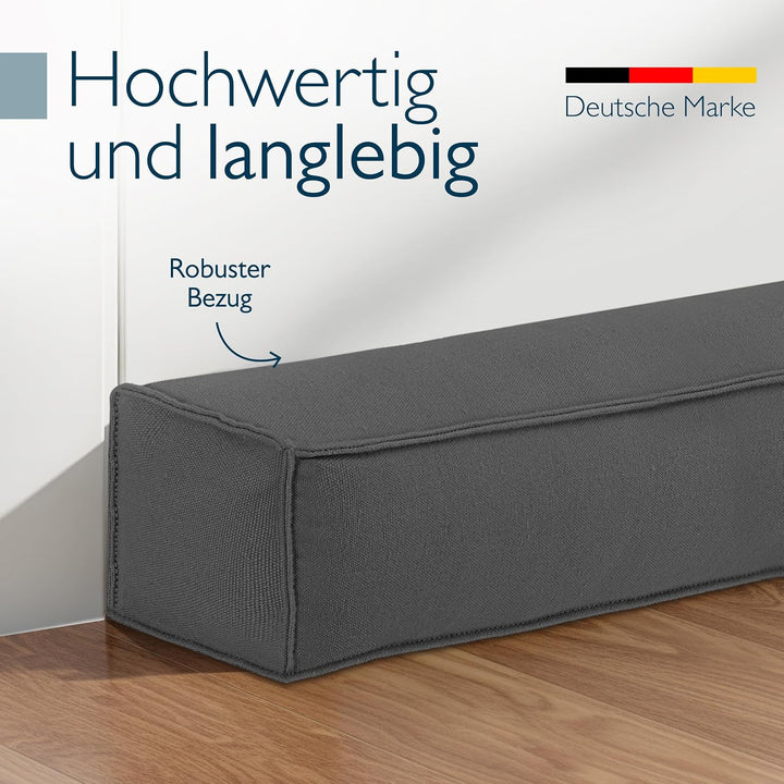 Beautissu 2er Set Zugluftstopper für Türen Wärmeschutz Kälteschutz | 90cm Anthrazit Stoff Tür Fenste