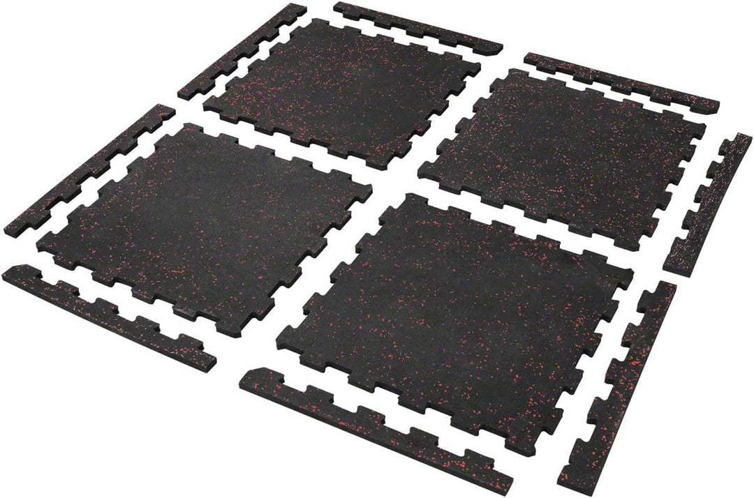 Sport-Tec Bodenschutzmatte, 4 Matten je 50x50 cm, Puzzlematte, Puzzle-Boden Rot/Schwarz, Rot/Schwarz