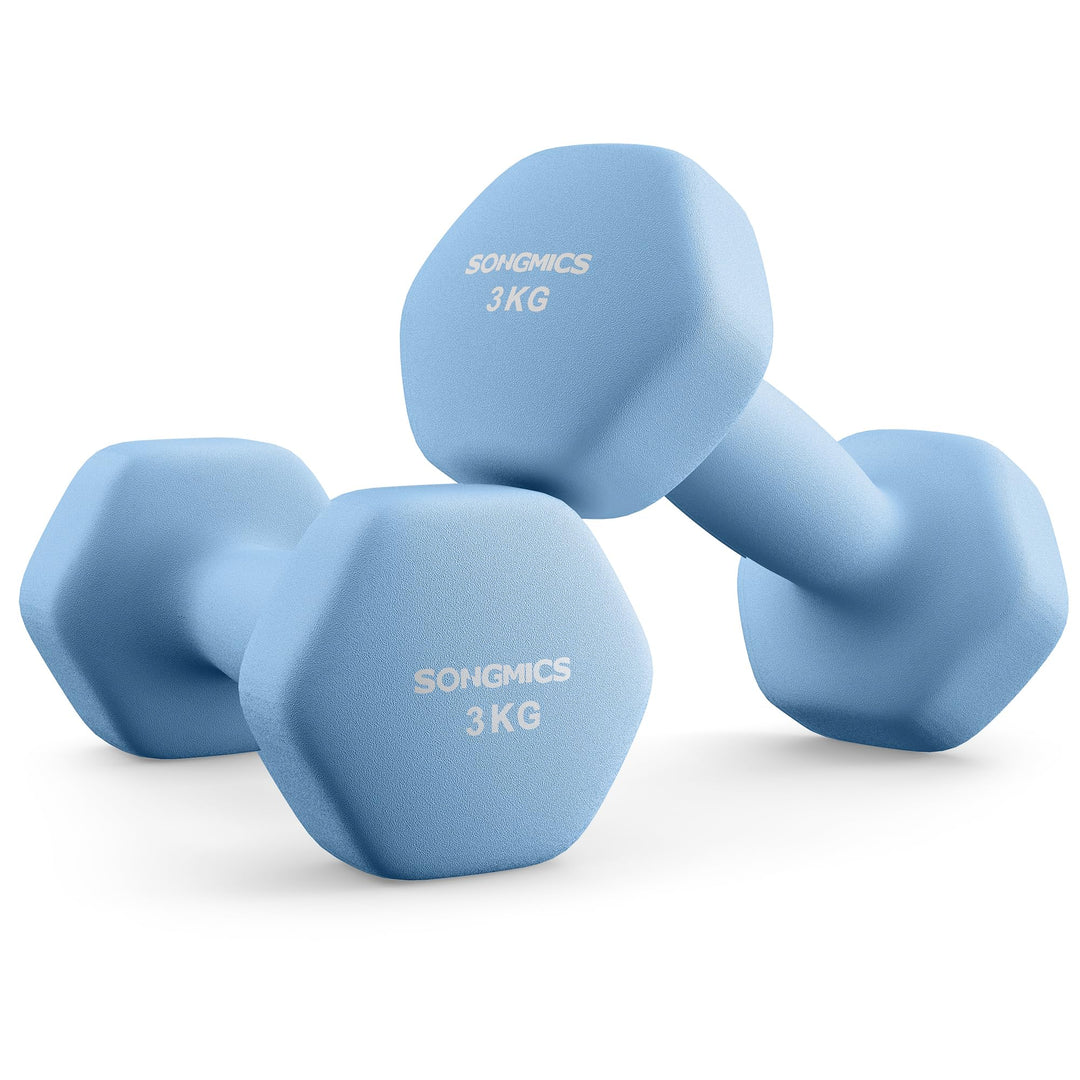 SONGMICS 2 Stück Hexagon Hanteln mit Neoprenbeschichtung für Krafttraining, Fitness, Zuhause 2 x 3 k