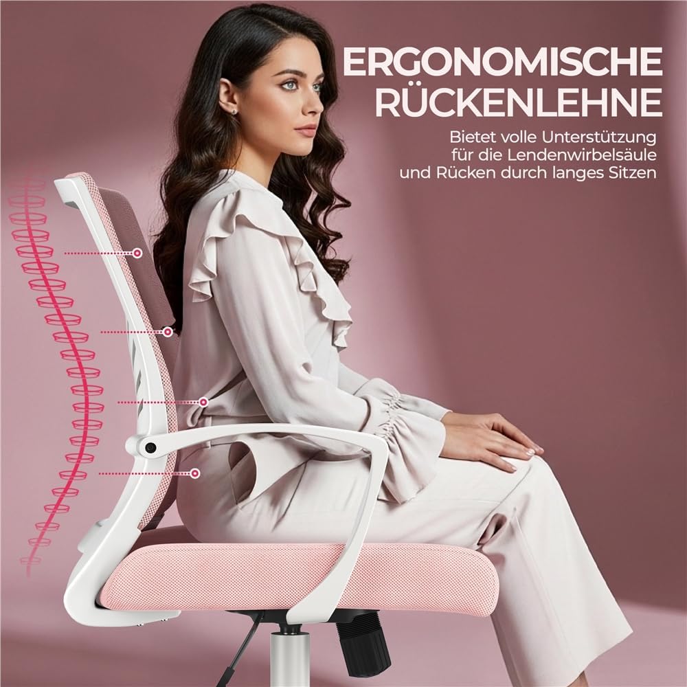Yaheetech 2er-Set Bürostuhl Ergonomischer Drehstuhl Höhenverstellbarer Bürostuhl Mesh Computerstuhl