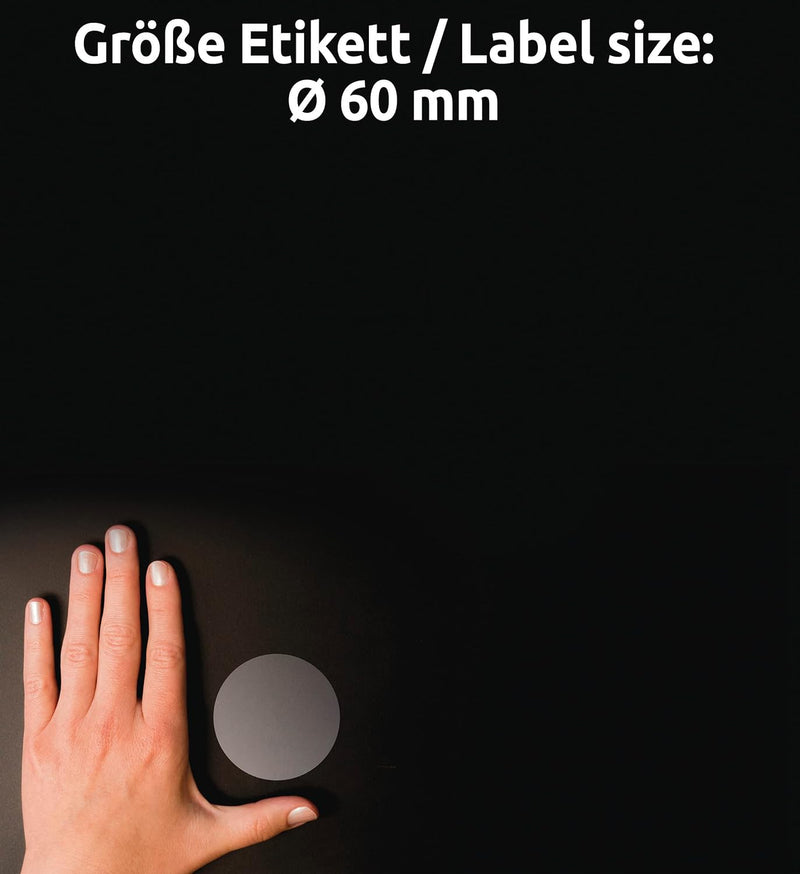AVERY Zweckform L7787-25 transparente runde Etiketten (300 Klebepunkte, Ø60 mm auf A4, runde Aufkleb