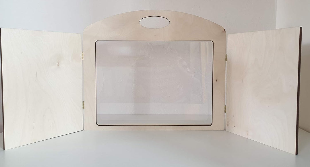 Erzähltheater Kamishibai deluxe - aus Holz für DIN A3 Bildgeschichten mit abnehmbarer transparenter