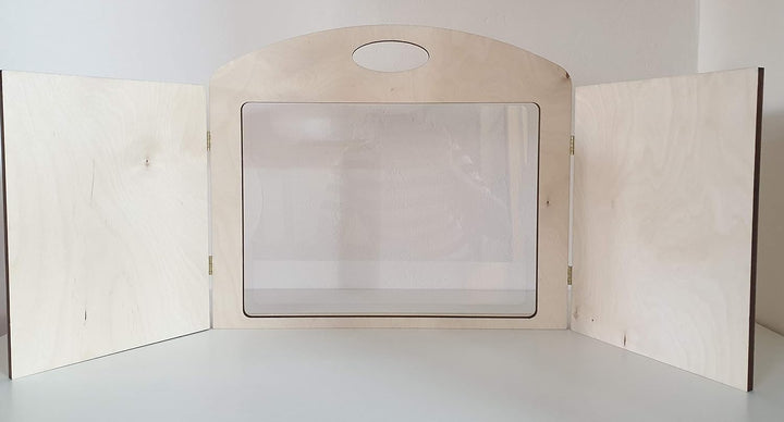 Erzähltheater Kamishibai deluxe - aus Holz für DIN A3 Bildgeschichten mit abnehmbarer transparenter