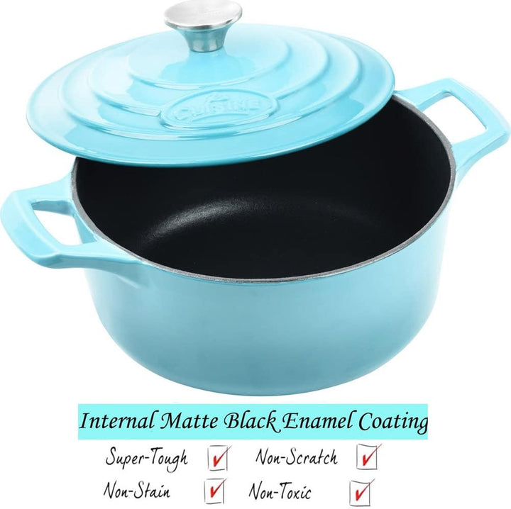 La Cuisine 4175MB Premium Enameled Cast Iron Covered Dutch Oven, Casserole, Pot, 2.1 Quart (QT) - Ma