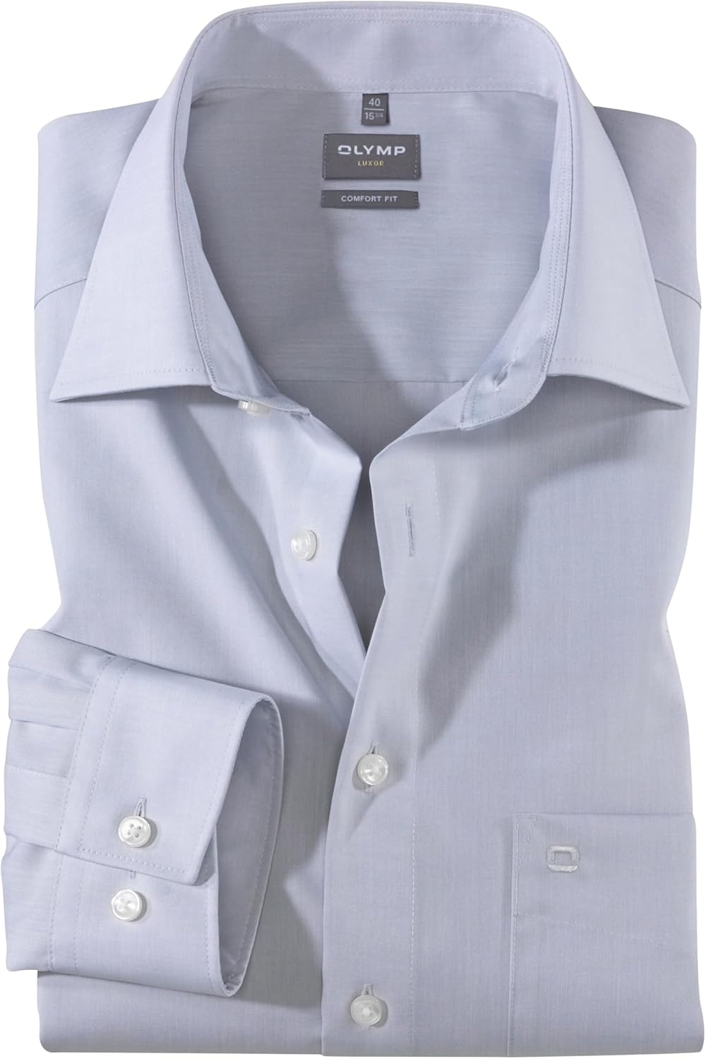 OLYMP Luxor Comfort fit Hemd Langarm New Kent Kragen Chambray Flieder 40 Silbergrau 63, 40 Silbergra
