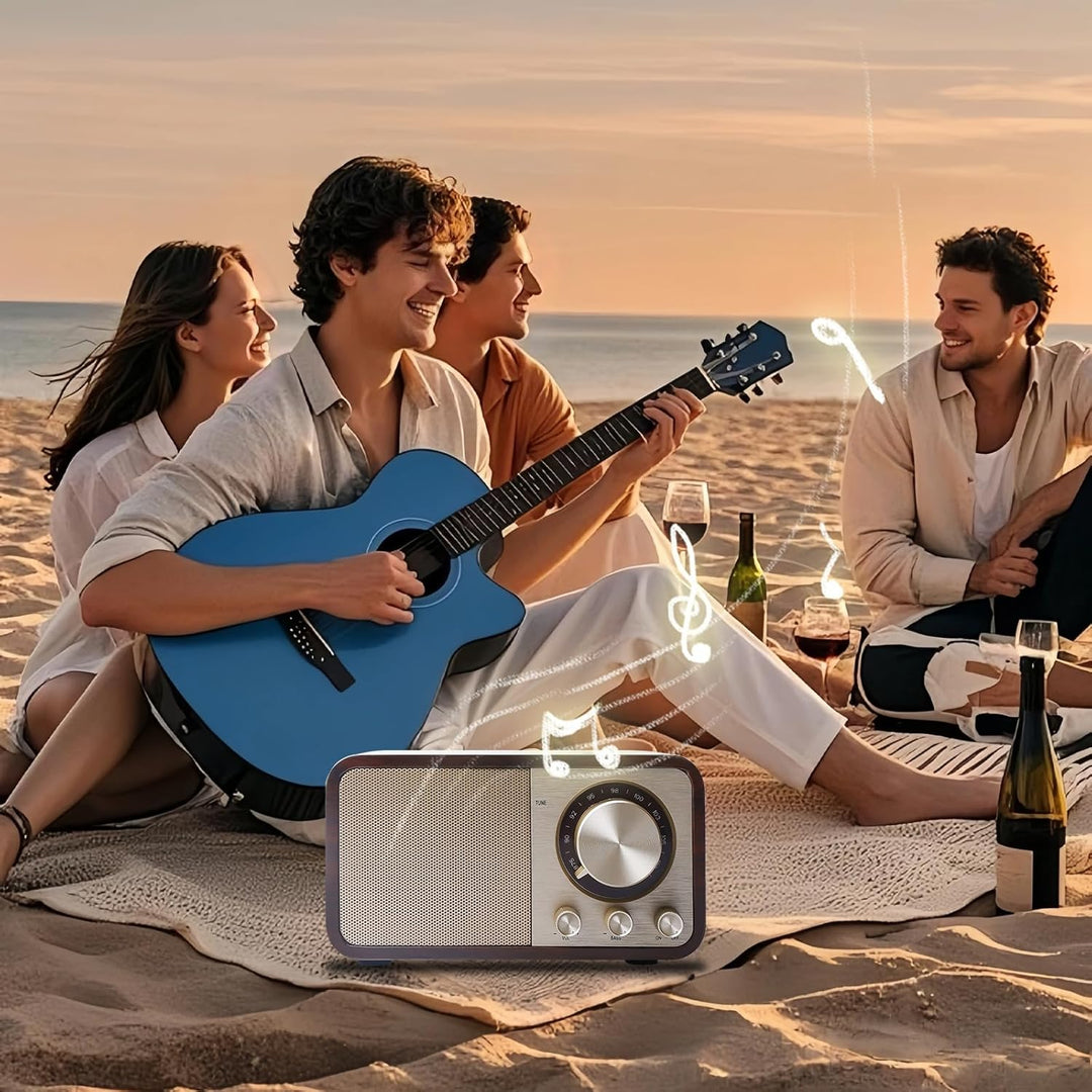 Retro Radio mit Bluetooth, Nostalgie Radio mit 1500mAh Akku wiederaufladbar, USB/TF-Karte/AUX, 5W La
