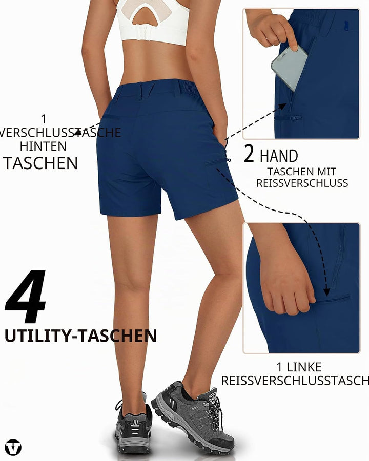 Outdoor Ventures Kurze Hose Damen UPF50+ UV Schutz Wander Shorts Sommer Leicht Trekking Shorts Stret
