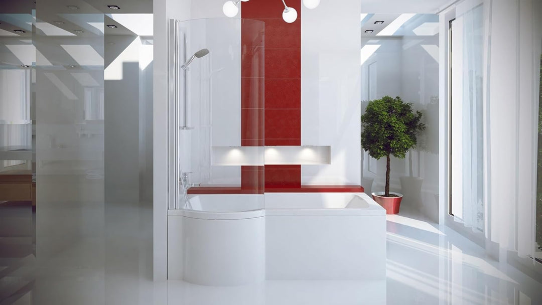 ECOLAM Duschbadewanne Inspiro 170x70 cm + Schürze LINKS I Set Badewanne + Badewannenabtrennung I Dus