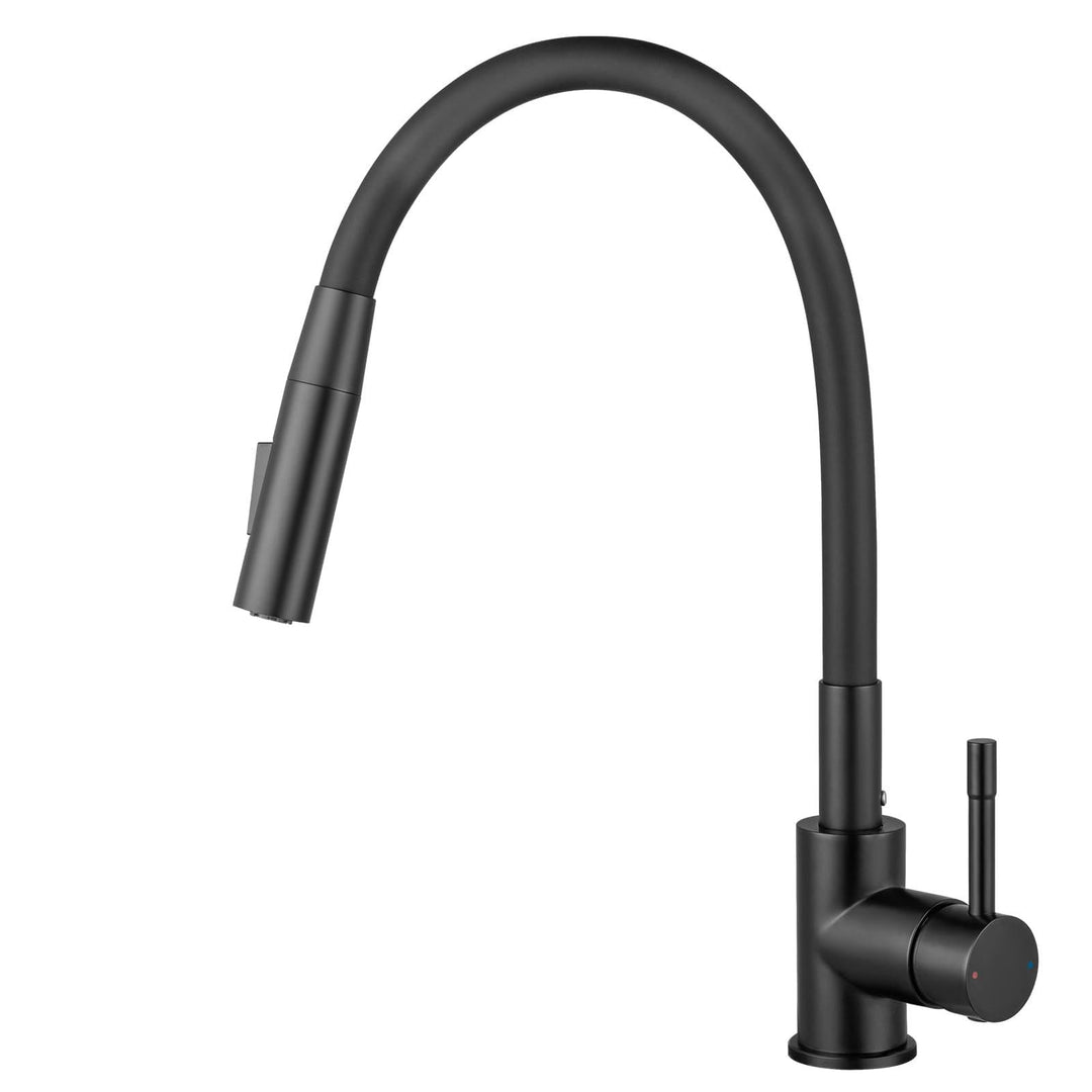 CECIPA Wasserhahn Küche Gebürstet, Flexibler Wasserhahn mit 2 Strahlarten, Küchenarmatur Schwarz 360