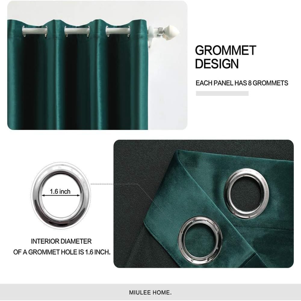 MIULEE Vorhang Samt Grün mit Ösen, Super Weich Samtvorhang für Deko Schlafzimmer Wohnzimmer, 2 Stück