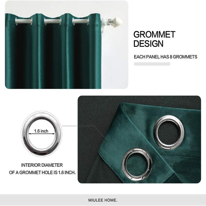 MIULEE Vorhang Samt Grün mit Ösen, Super Weich Samtvorhang für Deko Schlafzimmer Wohnzimmer, 2 Stück