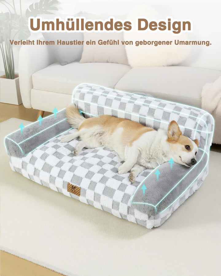 KSIIA Orthopädisches Katzenbett Flauschig 89x56cm, Abnehmbar Katzensofa Hundebett Waschbar, Hundesof
