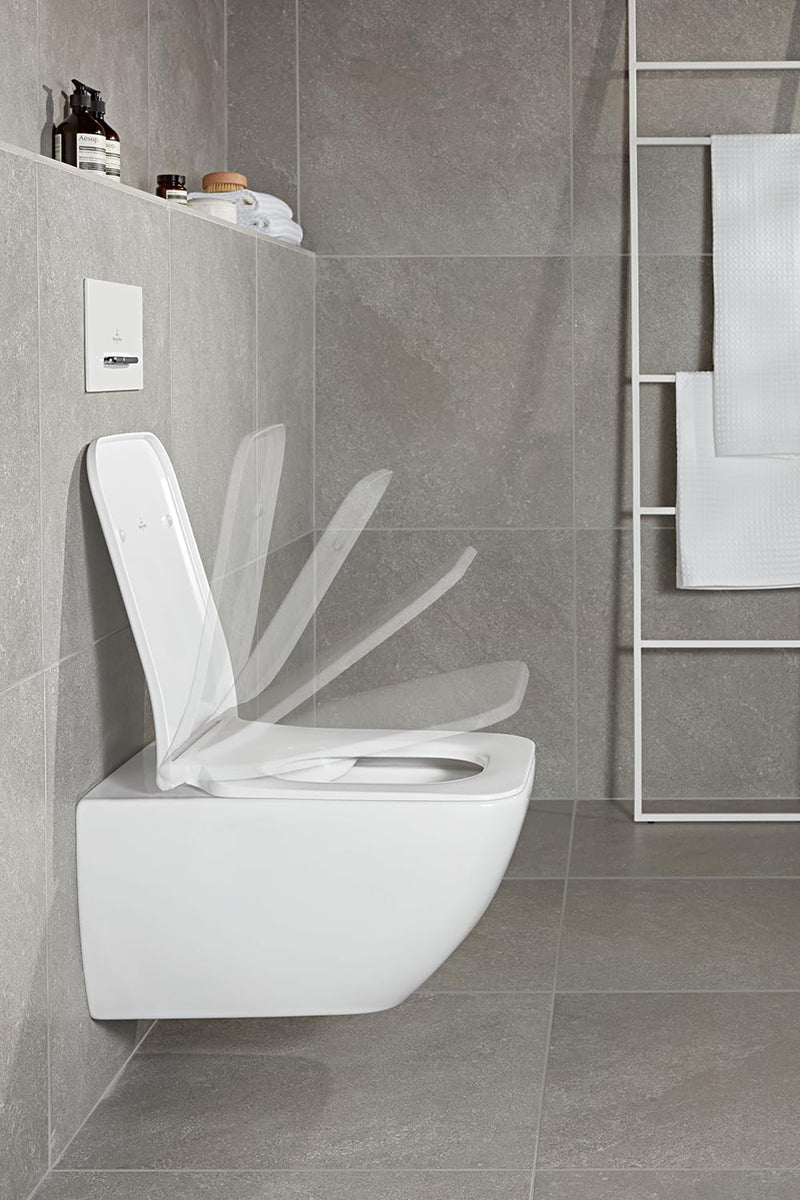 Villeroy & Boch Venticello WC-Sitz SlimSeat, abnehmbarer Toilettensitz mit Absenkautomatik, aus bruc