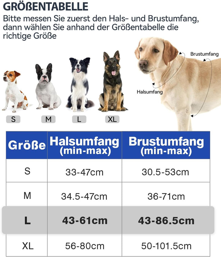 Joytale Anti-Zug Hundegeschirr für grosse Hunde, Navy Blau, L | Perfekter Sitz, gepolstert &amp; reflekt